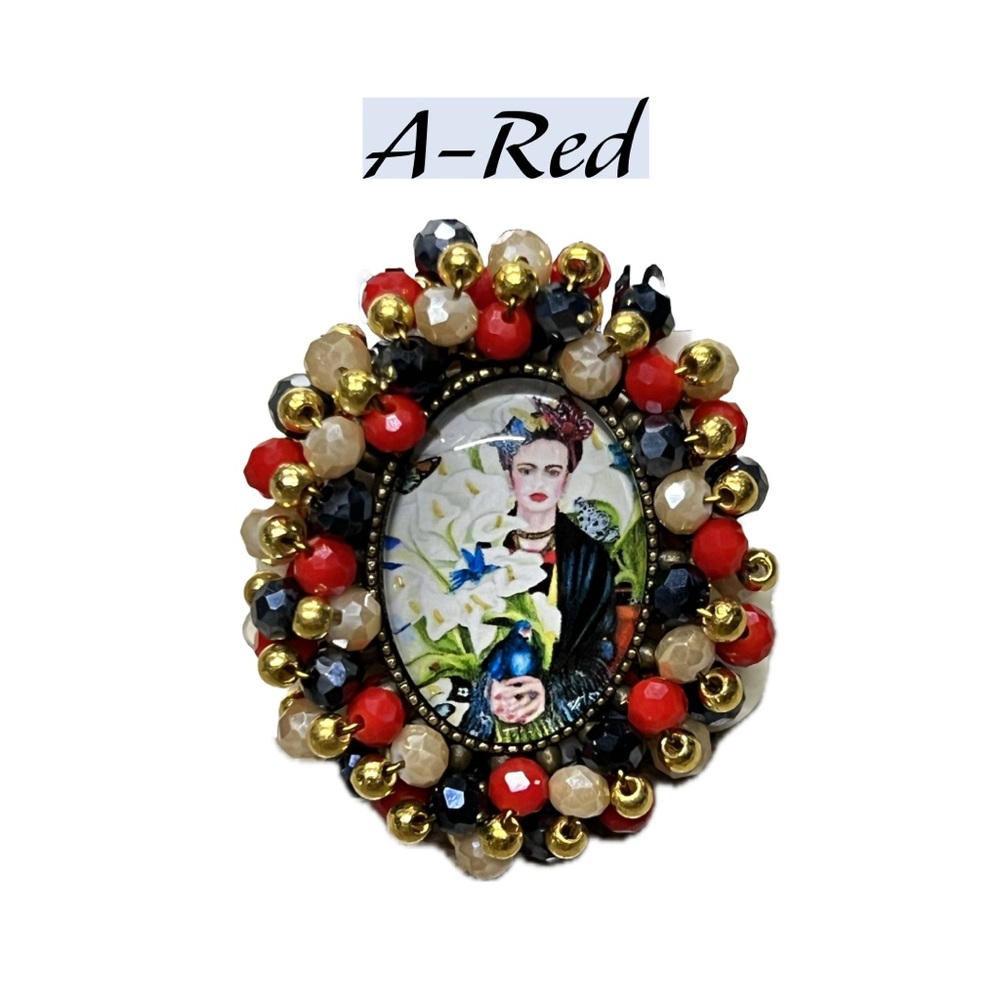 Frida Kahlo Ring In Multicolor Beads - Picture 8 of 8